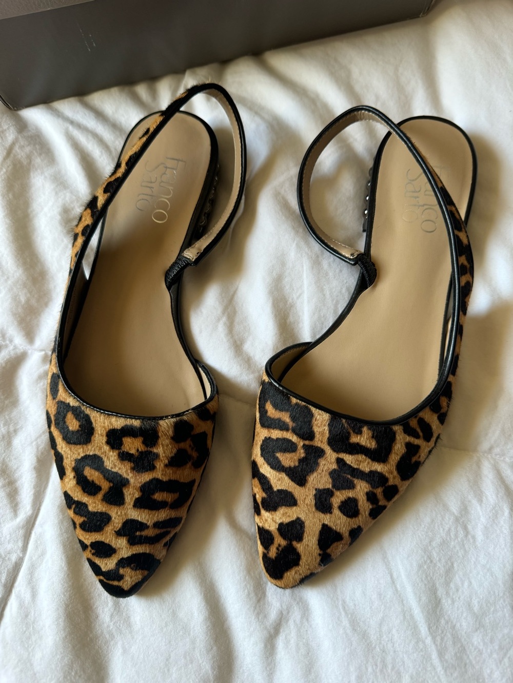 Franco Sarto Leopard Print Pointed Toe Slingback Flats Size 8